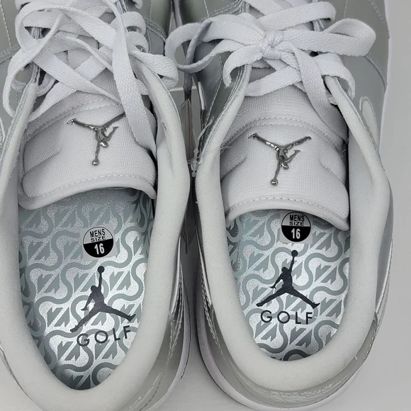 Nike Air Jordan 1 Low NRG Mens Size 16 Golf Shoes Metallic Silver FD6848-001 New - Picture 8 of 9